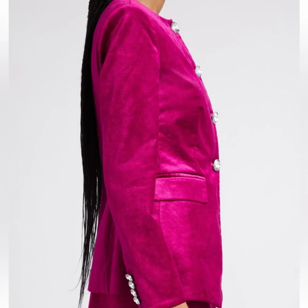 NEW Veronica Beard Cencia Cotton Blend Jacket in Fuchsia - Picture 3 of 11